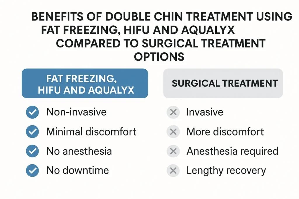 Graphic about the benefits of double chin treatment Greater London (Kensington and Chelsea) - from LA LIPO