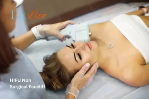 Woman having Hi-Fu to reduce wrinkles Greater London (Kensington and Chelsea).