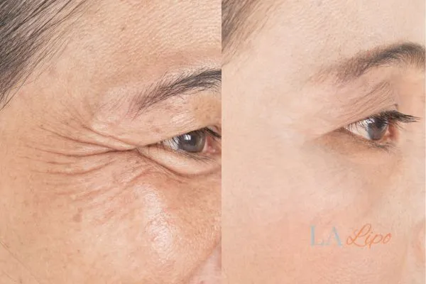 Before and after results of woman - HI-fu wrinkles reduction treatment Greater London (Kensington and Chelsea)