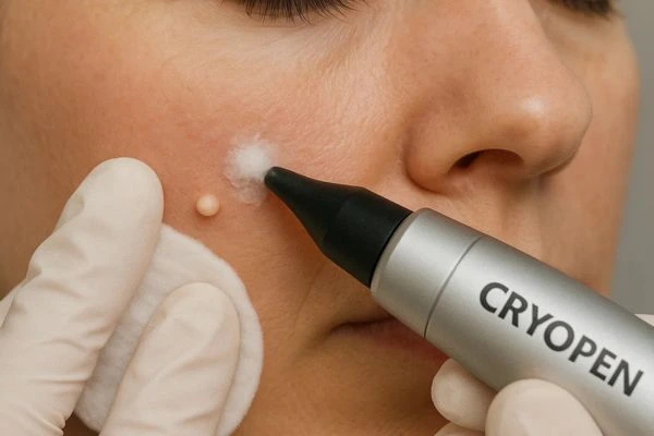 Woman receiving milia removal treatment Greater London (Kensington and Chelsea)