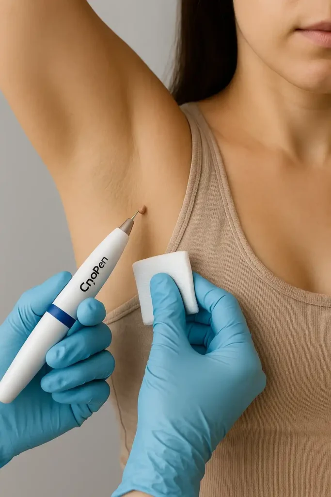 woman having cryopen to remove underarm skin tags Greater London (Kensington and Chelsea)